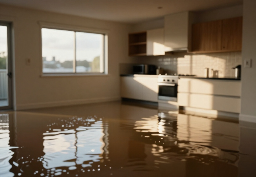 Flooded commercial space in Richmond Lowlands before cleanup